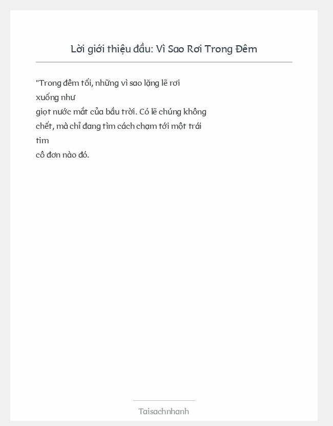 Trích đoạn Vì Sao Rơi Trong Đêm