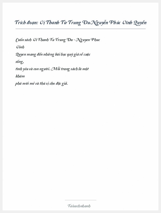 Trích đoạn Vị Thanh Từ Trung Du Nguyễn Phúc Vĩnh Quyền