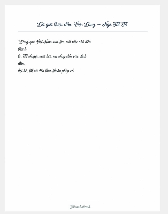 Trích đoạn Việc Làng - Ngô Tất Tố