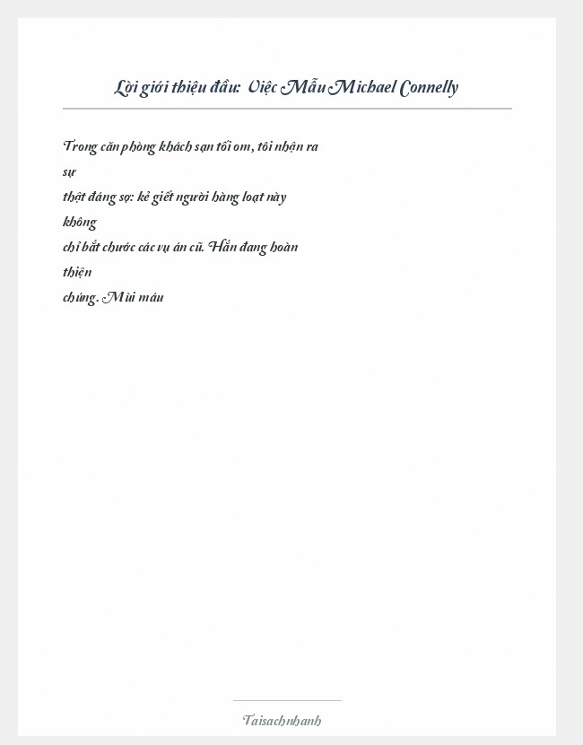 Trích đoạn Việc Mẫu Michael Connelly