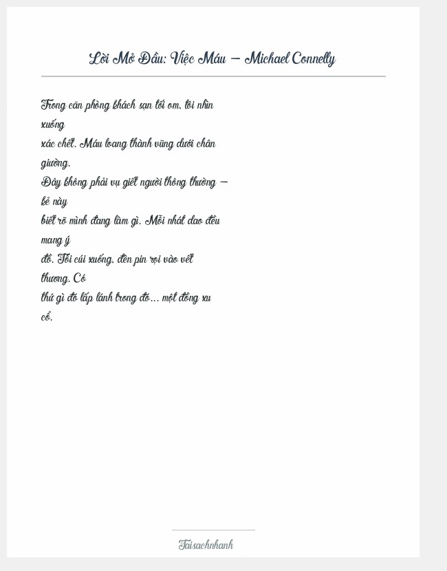 Trích đoạn Việc Máu - Michael Connelly