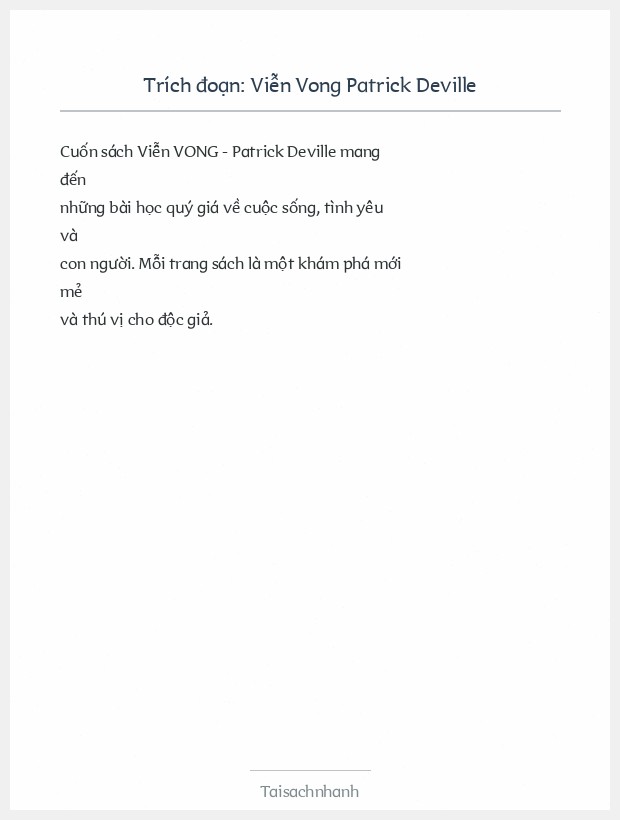 Trích đoạn Viễn Vong Patrick Deville