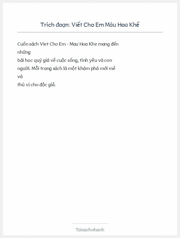 Trích đoạn Viết Cho Em Màu Hoa Khế