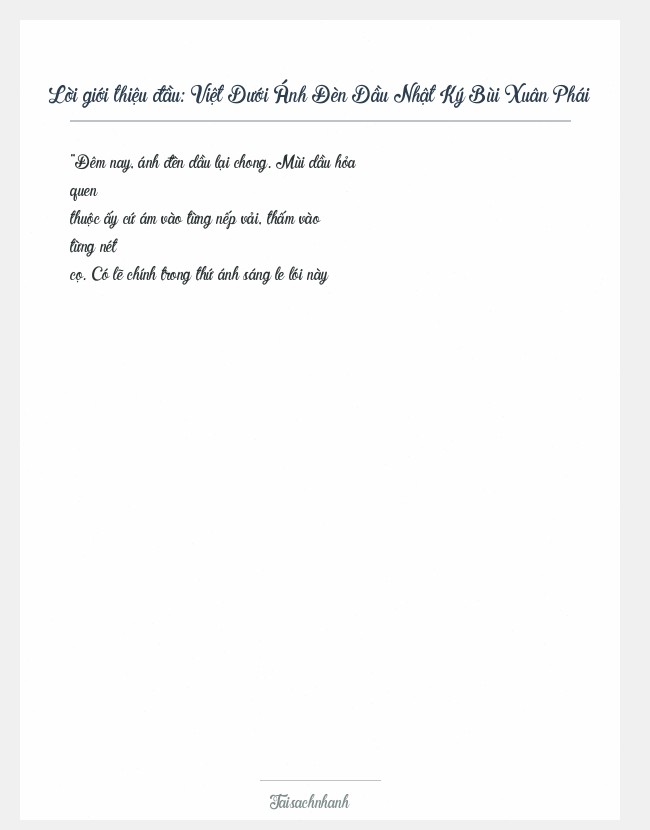 Trích đoạn Việt Dưới Ánh Đèn Dầu Nhật Ký Bùi Xuân Phái