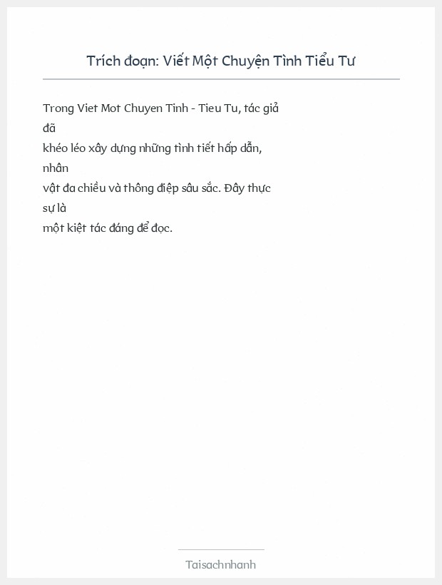Trích đoạn Viết Một Chuyện Tình Tiểu Tư