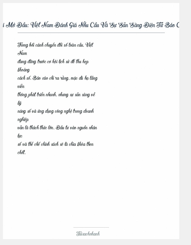Trích đoạn Việt Nam Đánh Giá Nhu Cầu Và Sự Sẵn Sàng Điện Tử Báo Cáo