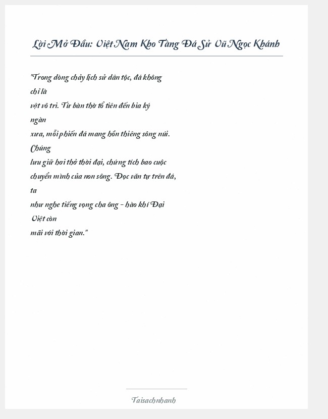 Trích đoạn Việt Nam Kho Tàng Đá Sử Vũ Ngọc Khánh