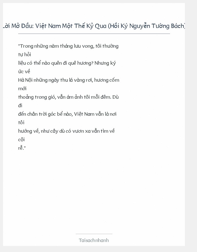 Trích đoạn Việt Nam Một Thế Kỷ Qua (Hồi Ký Nguyễn Tường Bách)