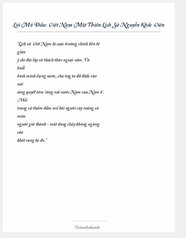 Trích đoạn Việt Nam Một Thiên Lịch Sử Nguyễn Khắc Viện