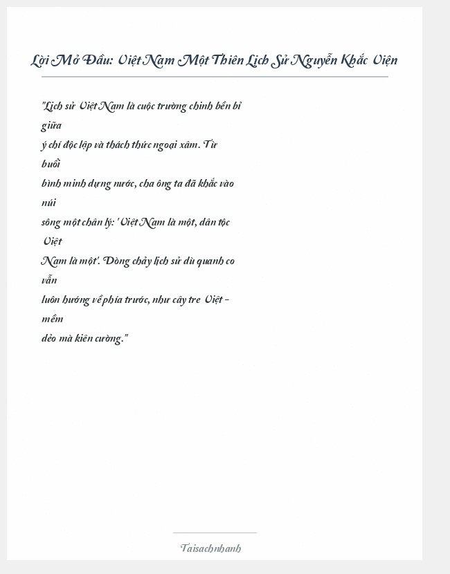 Trích đoạn Việt Nam Một Thiên Lịch Sử Nguyễn Khắc Viện