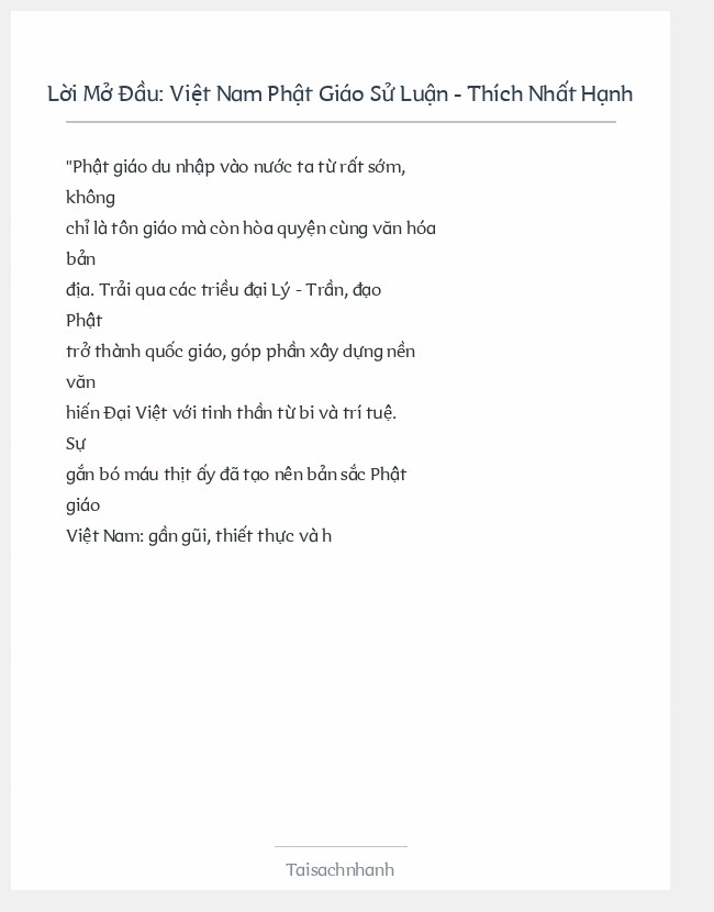 Trích đoạn Việt Nam Phật Giáo Sử Luận - Thích Nhất Hạnh