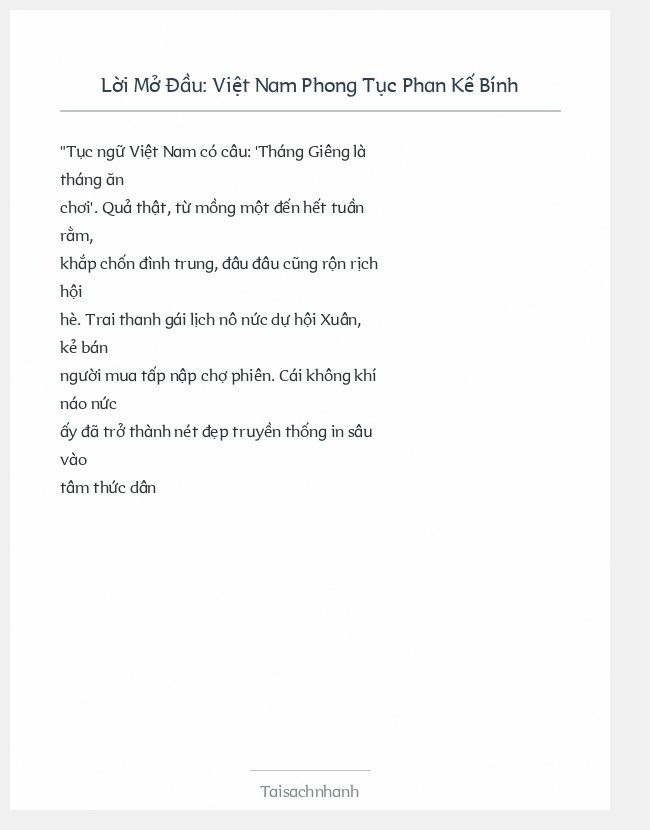 Trích đoạn Việt Nam Phong Tục Phan Kế Bính