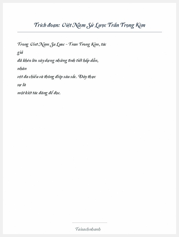 Trích đoạn Việt Nam Sử Lược Trần Trọng Kim