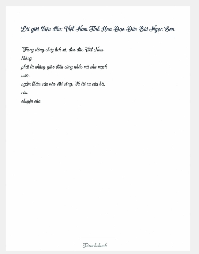 Trích đoạn Việt Nam Tinh Hoa Đạo Đức Bùi Ngọc Sơn