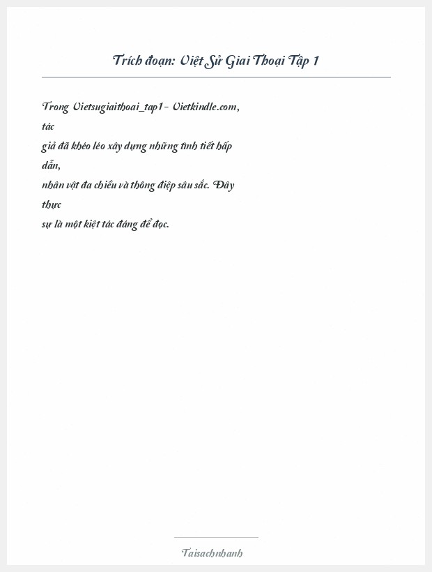Trích đoạn Việt Sử Giai Thoại Tập 1