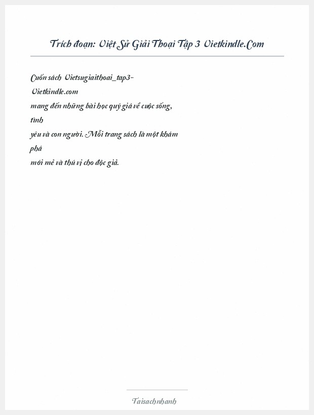 Trích đoạn Việt Sử Giải Thoại Tập 3 Vietkindle.Com