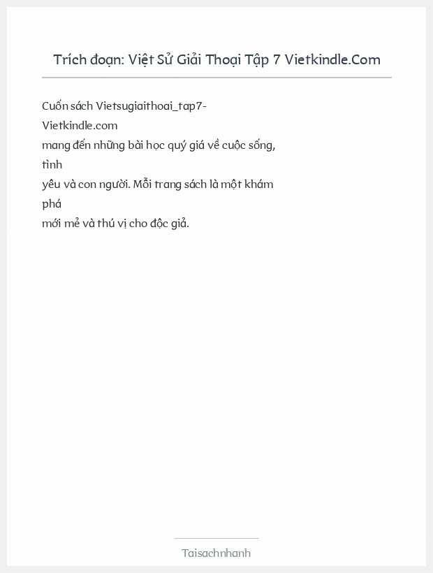 Trích đoạn Việt Sử Giải Thoại Tập 7 Vietkindle.Com