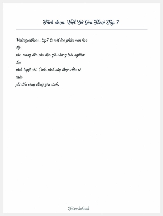 Trích đoạn Việt Sử Giai Thoại Tập 7