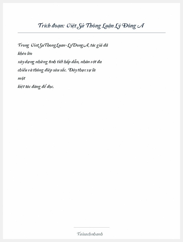 Trích đoạn Việt Sử Thông Luận Lý Đông A