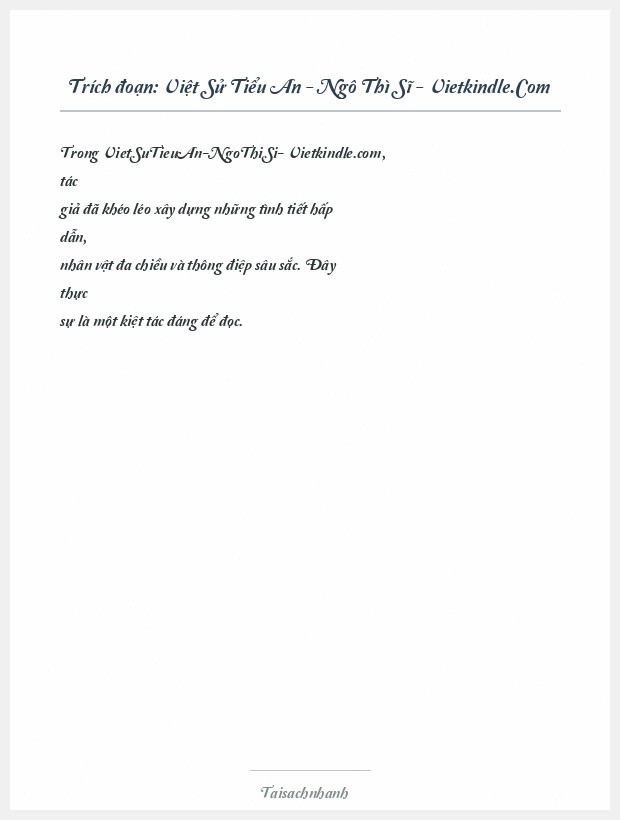 Trích đoạn Việt Sử Tiểu An - Ngô Thì Sĩ - Vietkindle.Com
