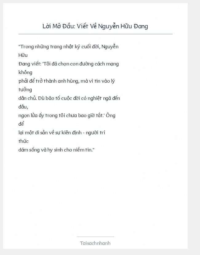 Trích đoạn Viết Về Nguyễn Hữu Đang