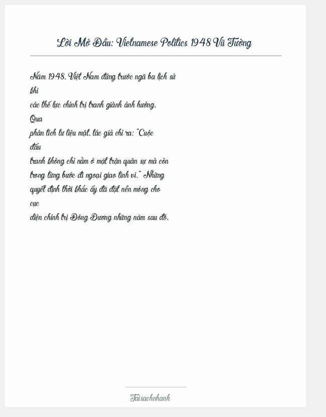 Trích đoạn Vietnamese Politics 1948 Vũ Tường