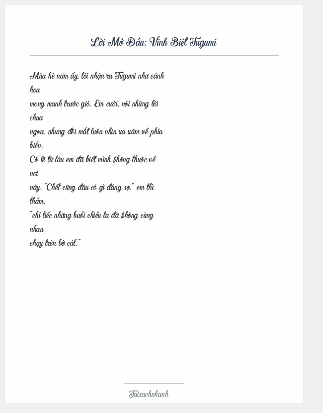 Trích đoạn Vĩnh Biệt Tugumi