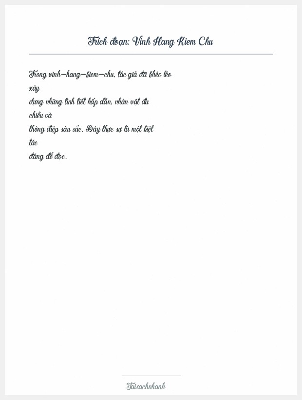 Trích đoạn Vinh Hang Kiem Chu