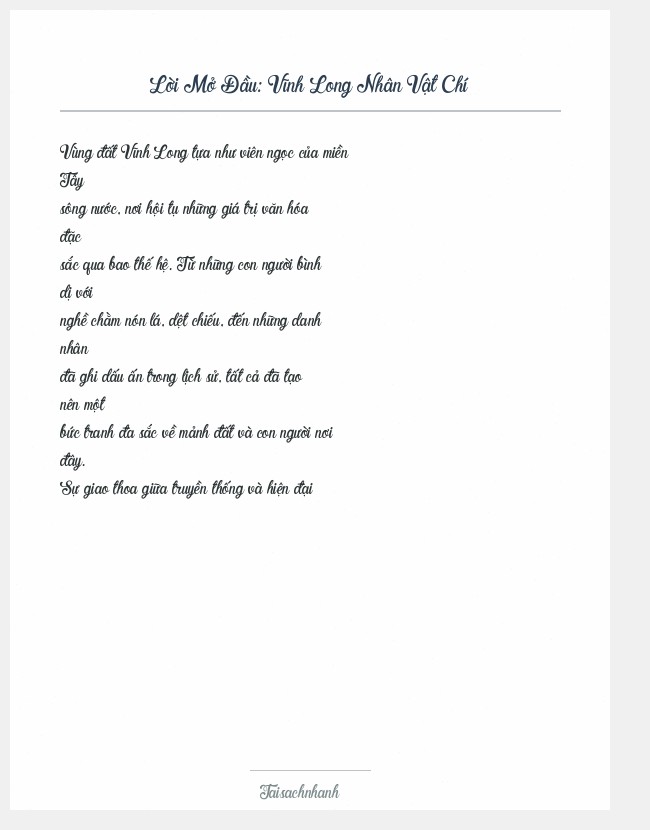 Trích đoạn Vĩnh Long Nhân Vật Chí