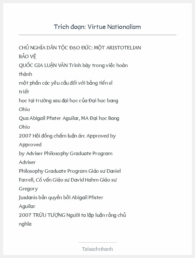 Trích đoạn Virtue Nationalism
