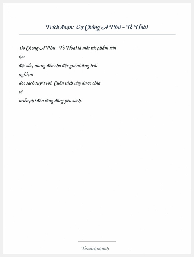 Trích đoạn Vợ Chồng A Phủ - Tô Hoài