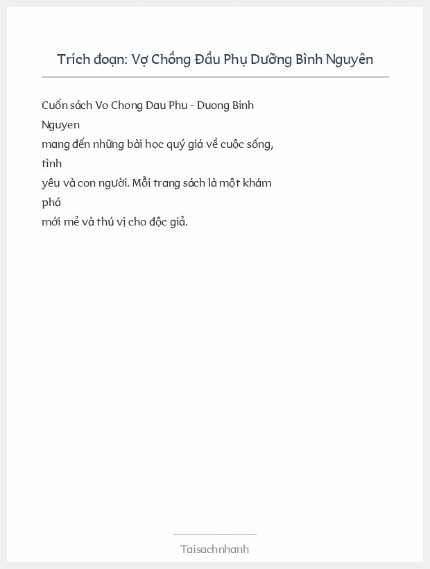 Trích đoạn Vợ Chồng Đầu Phụ Dưỡng Bình Nguyên