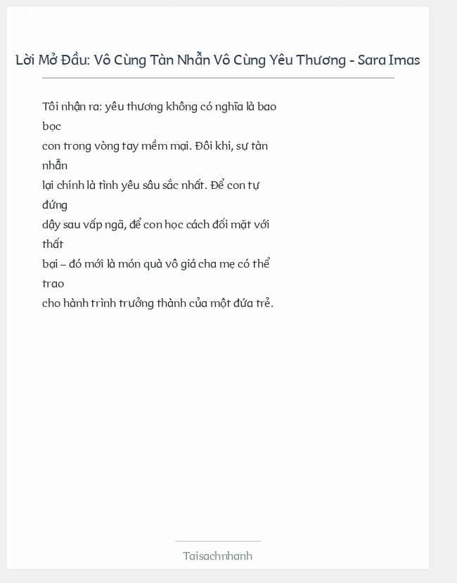 Trích đoạn Vô Cùng Tàn Nhẫn Vô Cùng Yêu Thương - Sara Imas