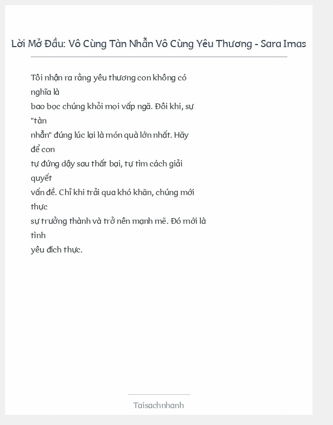 Trích đoạn Vô Cùng Tàn Nhẫn Vô Cùng Yêu Thương - Sara Imas