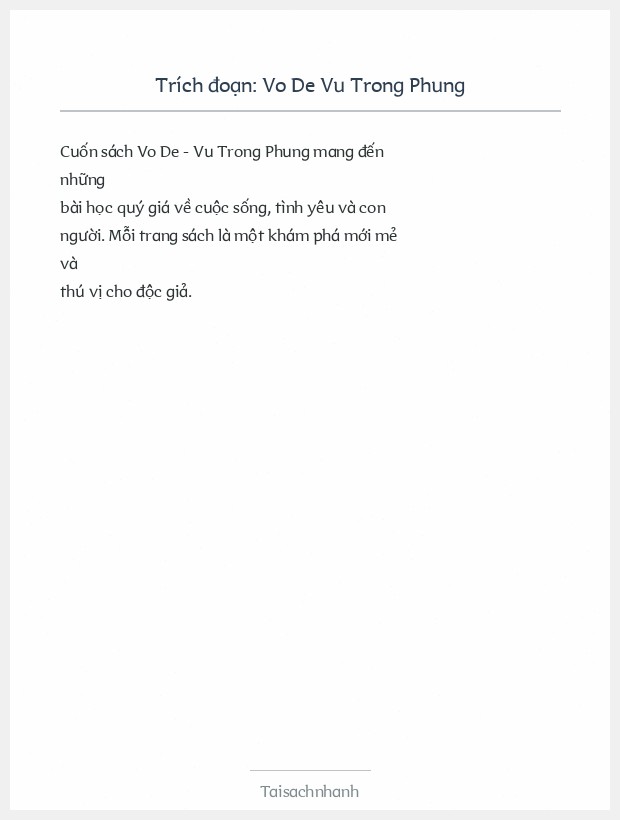 Trích đoạn Vo De Vu Trong Phung