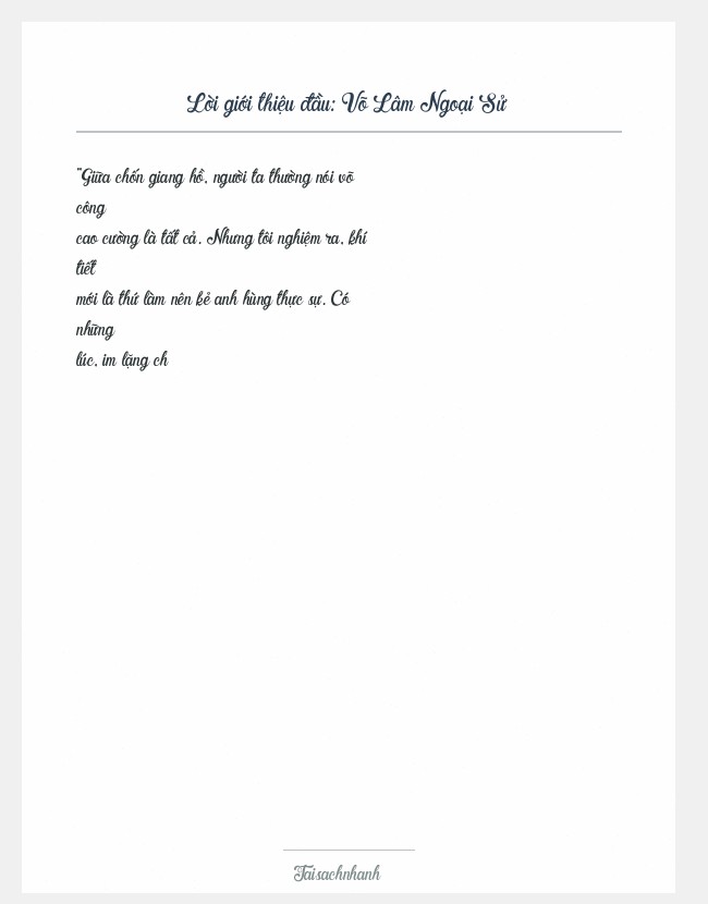 Trích đoạn Võ Lâm Ngoại Sử