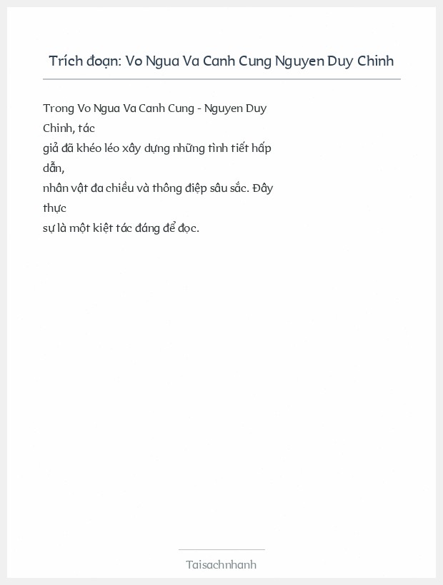Trích đoạn Vo Ngua Va Canh Cung Nguyen Duy Chinh