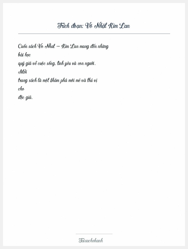Trích đoạn Võ Nhật Kim Lan
