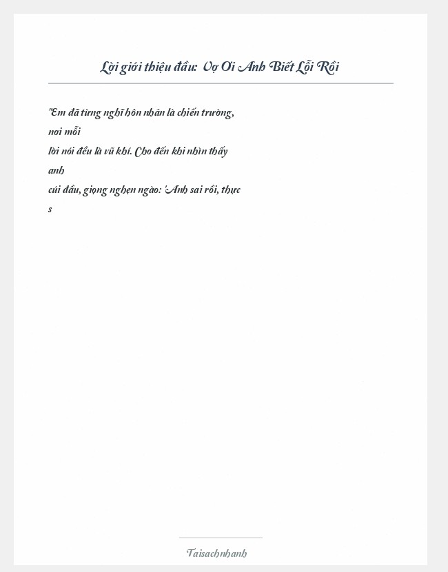 Trích đoạn Vợ Ơi Anh Biết Lỗi Rồi