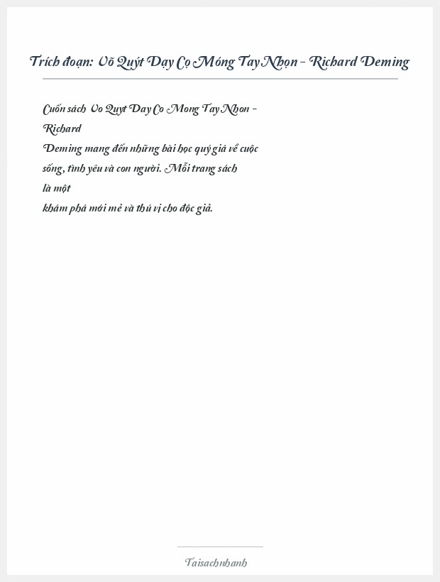 Trích đoạn Võ Quýt Dạy Cọ Móng Tay Nhọn - Richard Deming