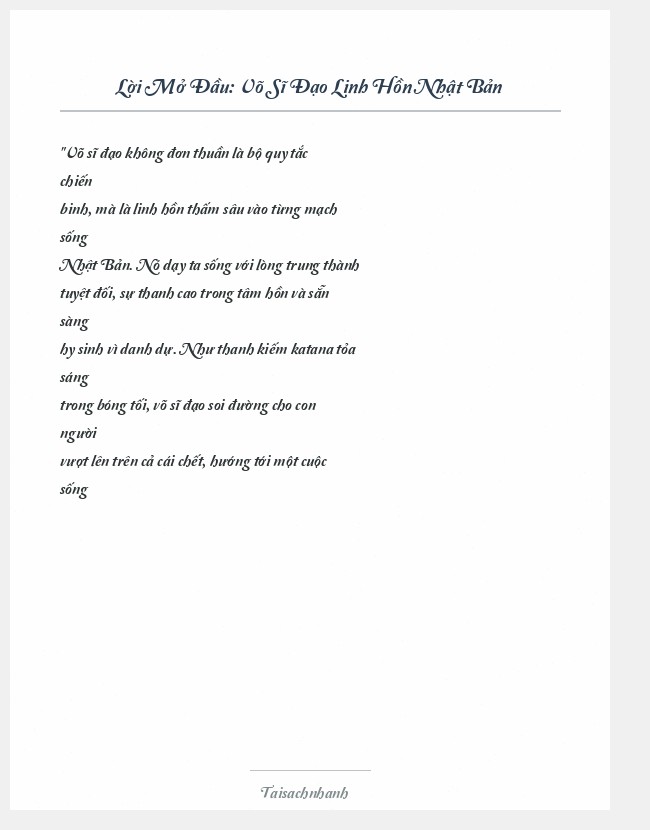 Trích đoạn Võ Sĩ Đạo Linh Hồn Nhật Bản