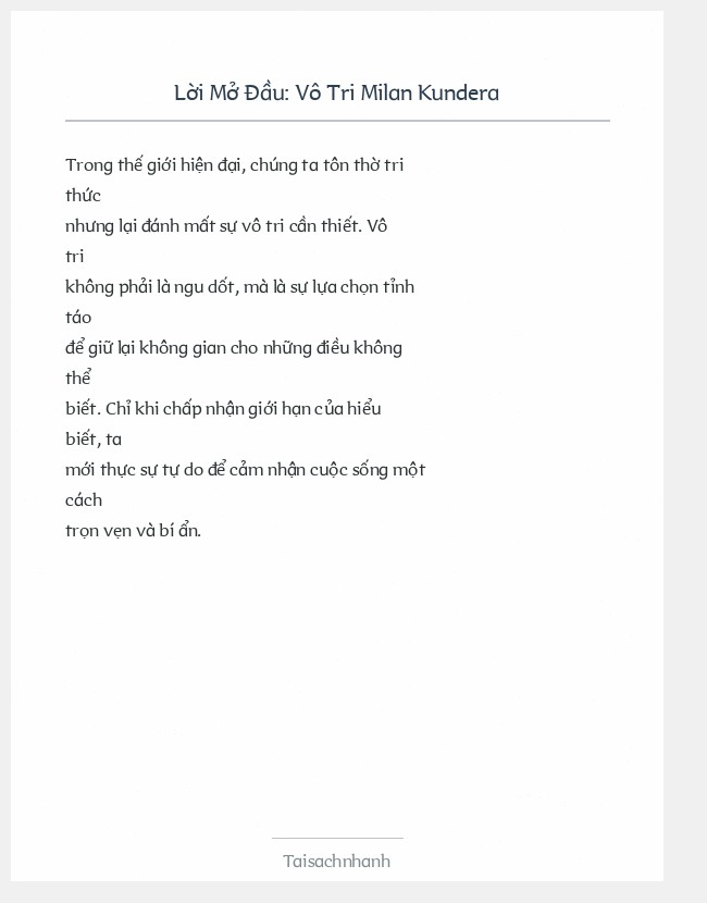 Trích đoạn Vô Tri Milan Kundera