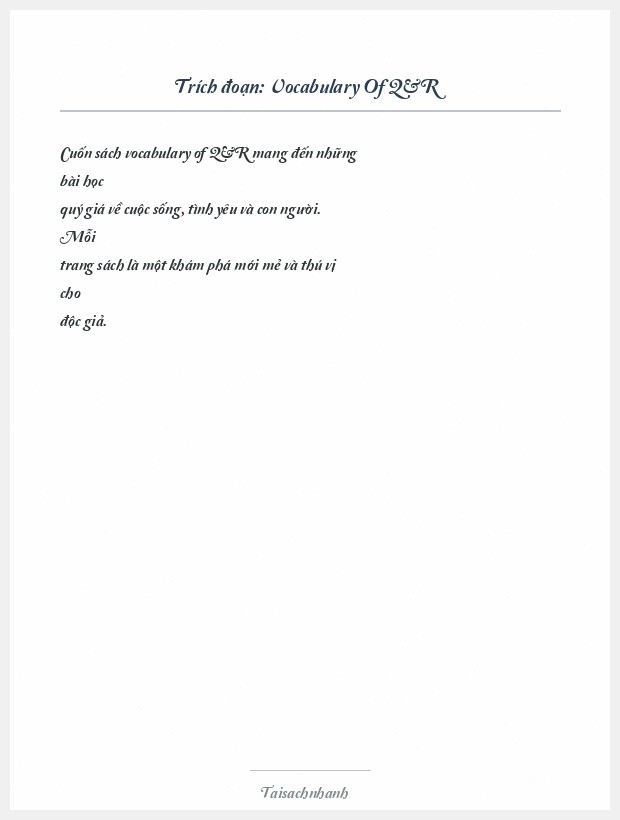 Trích đoạn Vocabulary Of Q&R