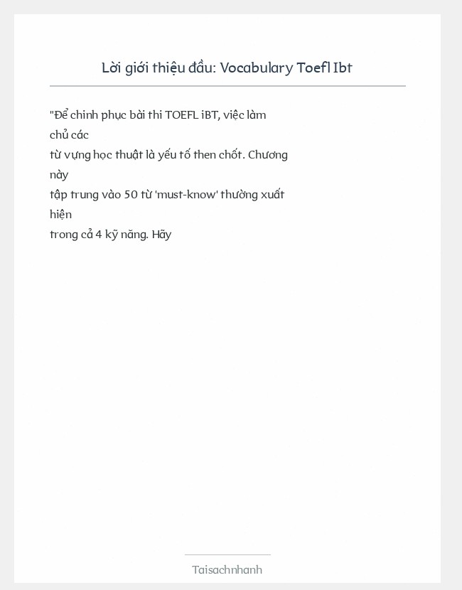Trích đoạn Vocabulary Toefl Ibt