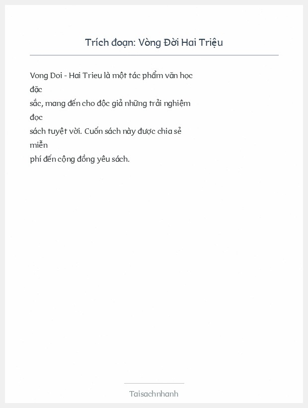 Trích đoạn Vòng Đời Hai Triệu