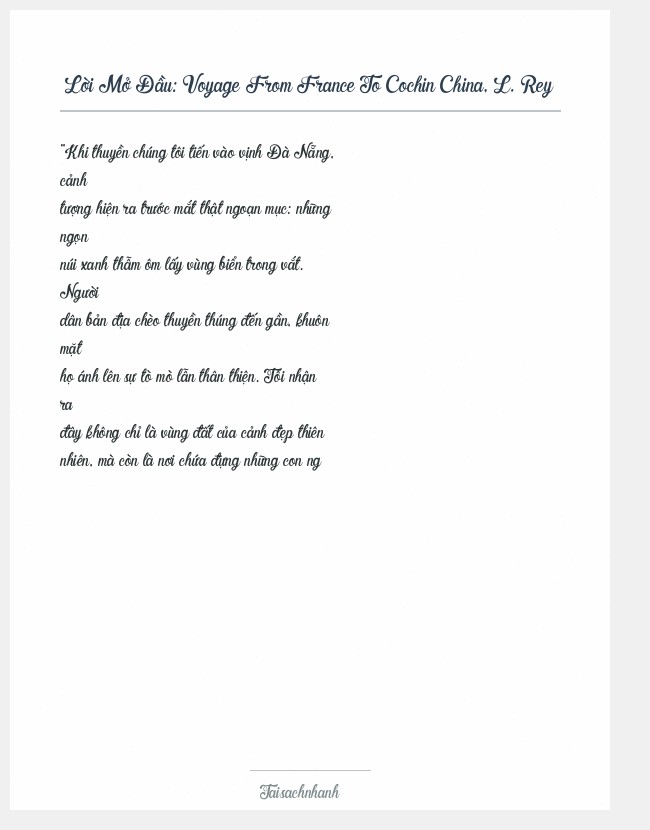 Trích đoạn Voyage From France To Cochin China, L. Rey