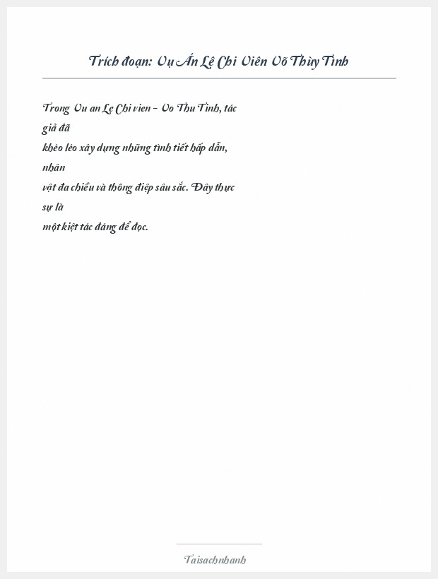 Trích đoạn Vụ Án Lê Chi Viên Võ Thùy Tình