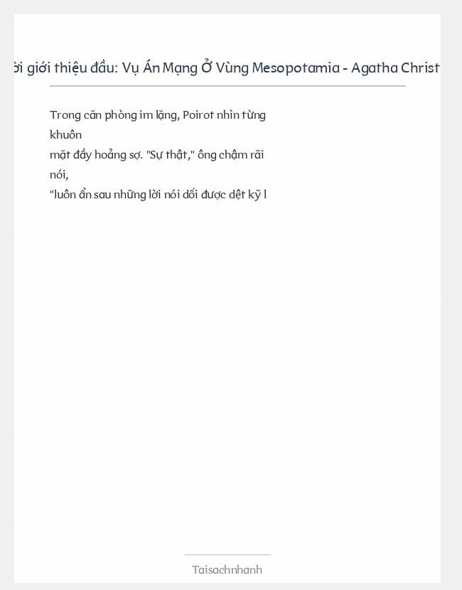 Trích đoạn Vụ Án Mạng Ở Vùng Mesopotamia - Agatha Christie