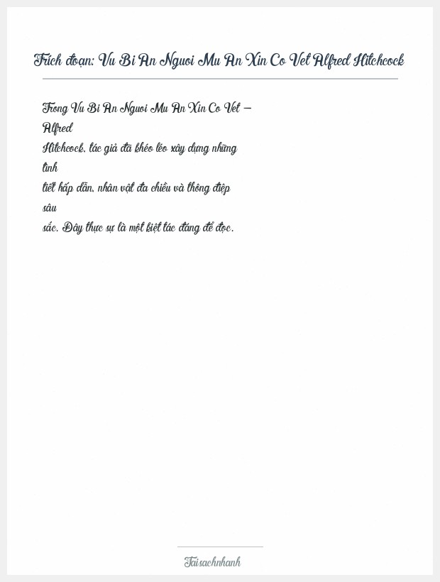 Trích đoạn Vu Bi An Nguoi Mu An Xin Co Vet Alfred Hitchcock