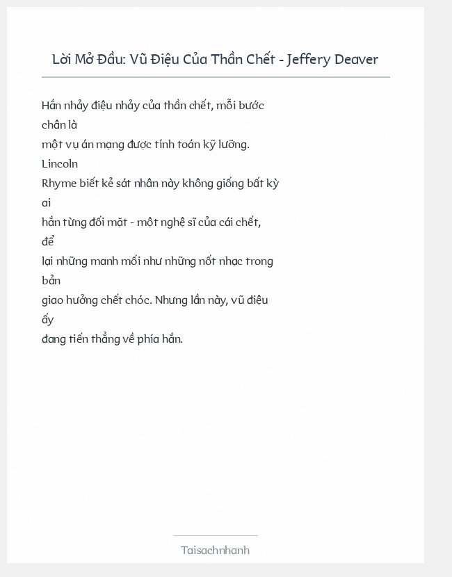 Trích đoạn Vũ Điệu Của Thần Chết - Jeffery Deaver